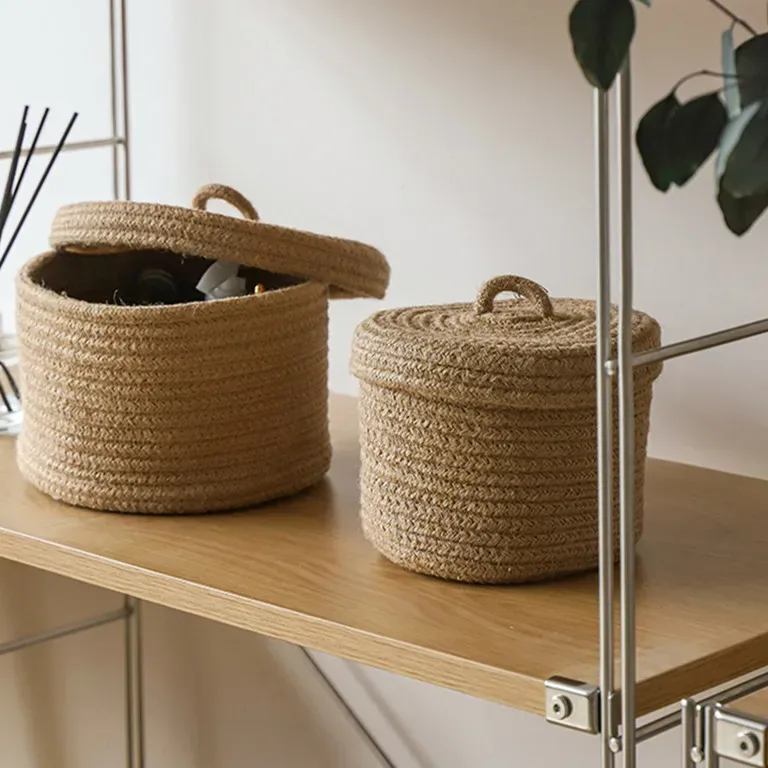 Lot de 2 boîtes de rangement tissées en jute L – Image 5