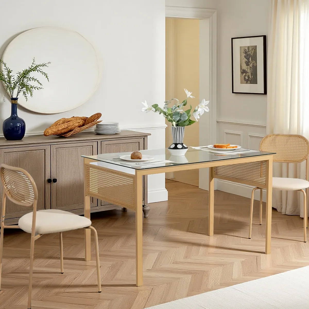 Lot de 2 chaises en osier pour salle à manger