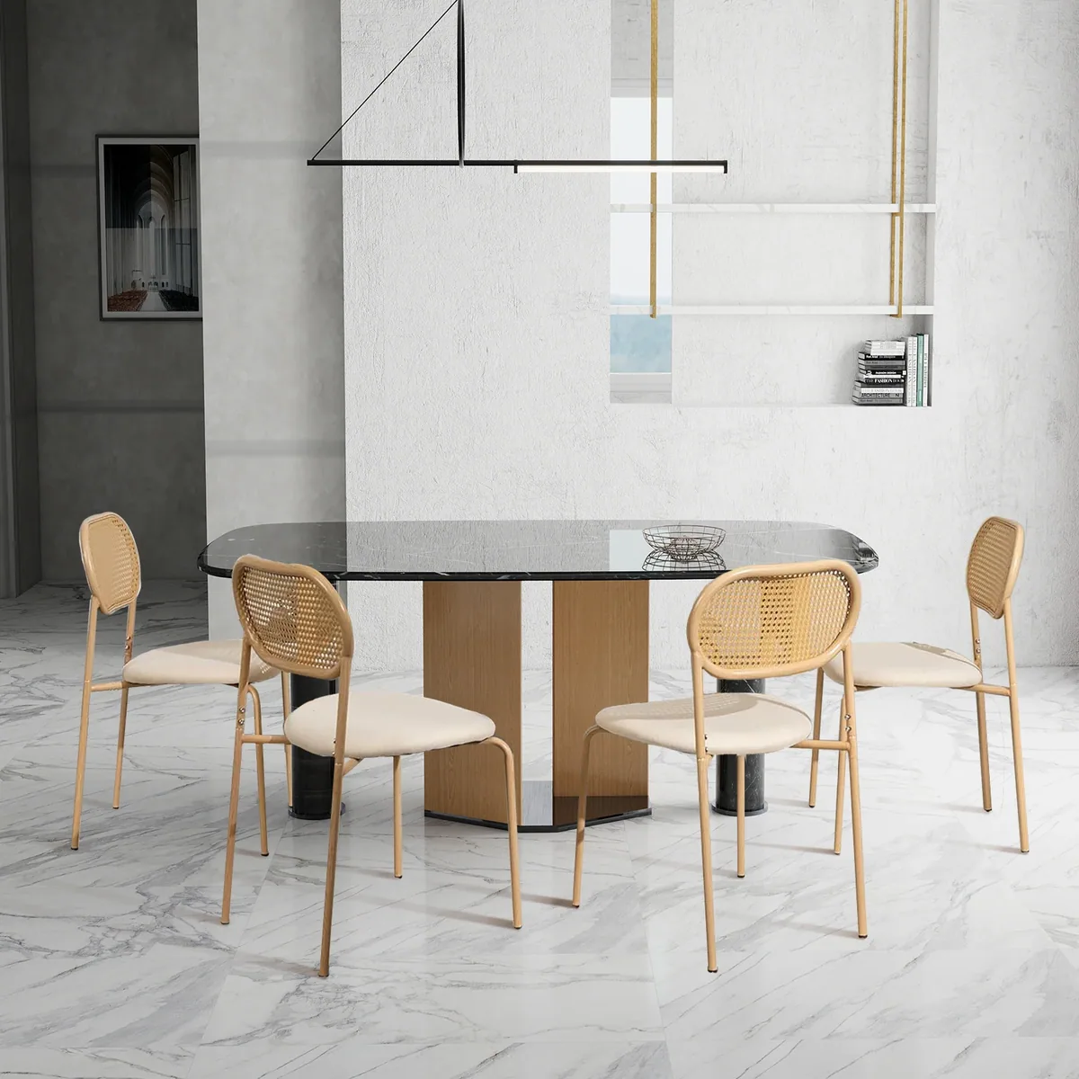 Lot de 2 chaises en osier pour salle à manger – Image 2
