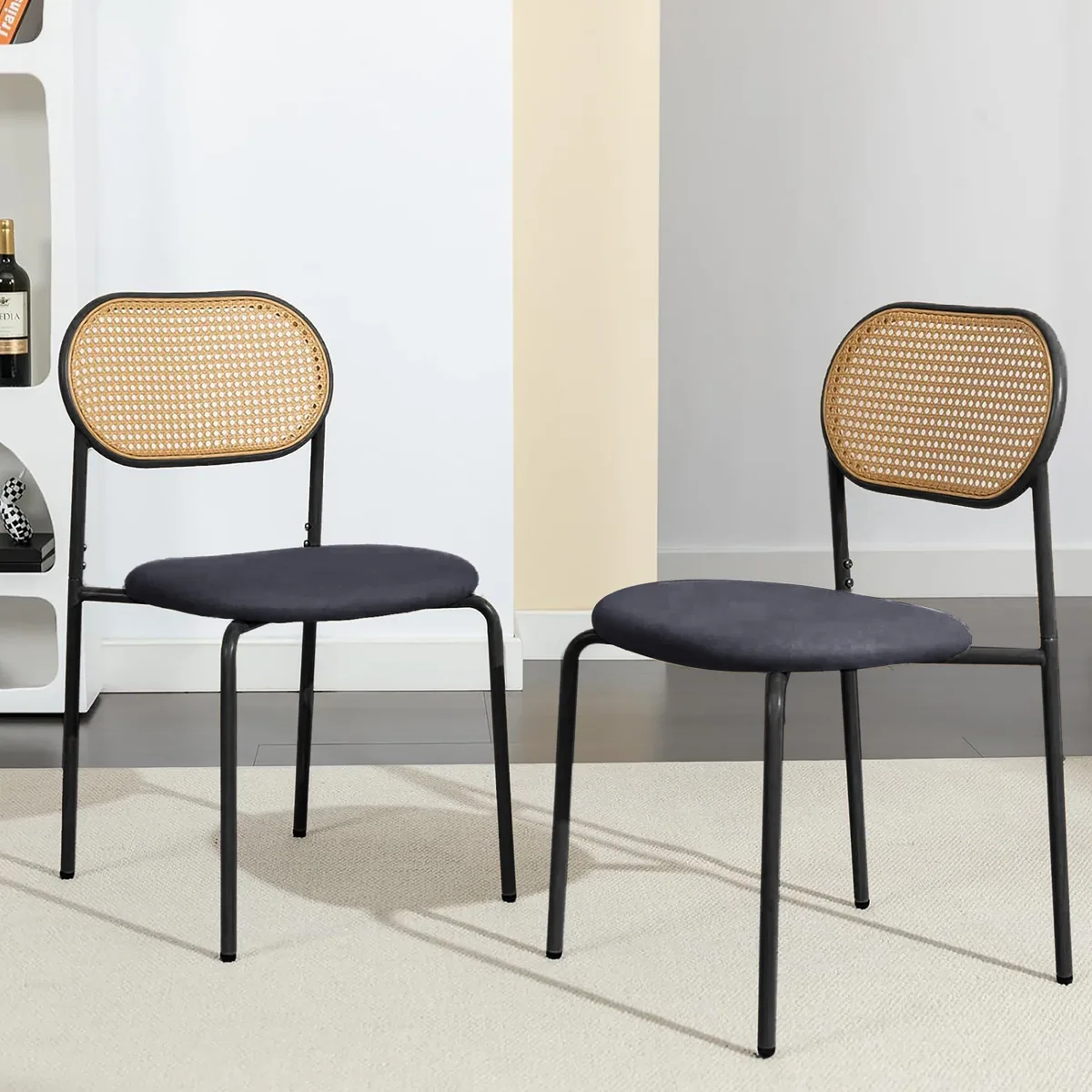 Lot de 2 chaises en osier pour salle à manger – Image 3