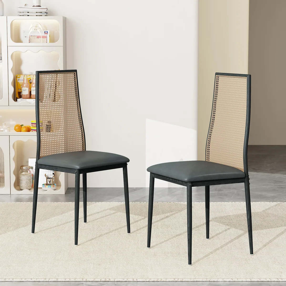 Lot de 2 chaises en osier pour salle à manger – Image 4