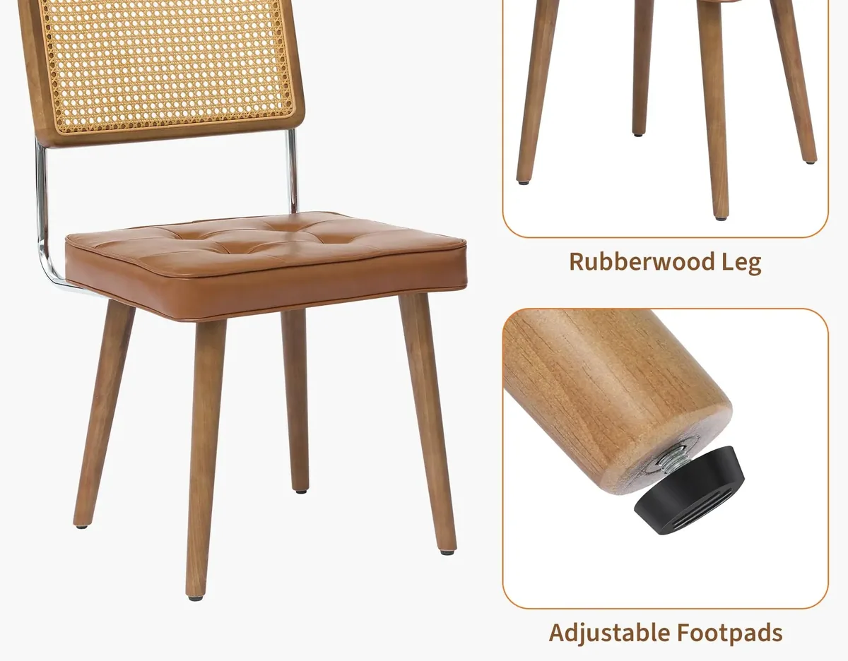 Lot de 2 chaises en rotin naturel et velours – Image 3