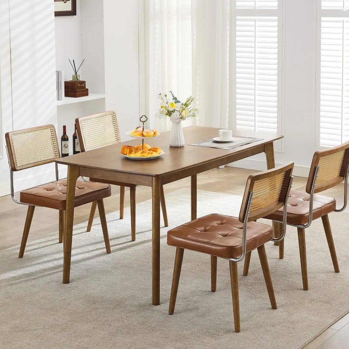 Lot de 2 chaises en rotin naturel et velours – Image 4