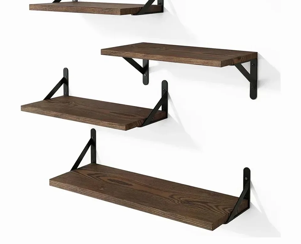 Lot de 2 supports d'étagère muraux triangulaires en métal