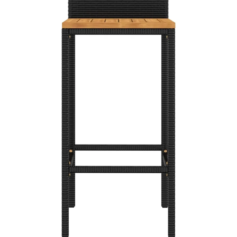 Lot de 2 tabourets de bar en acacia et polyrotin noir – Image 4