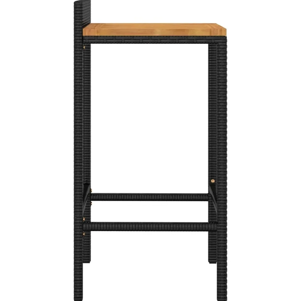 Lot de 2 tabourets de bar en acacia et polyrotin noir – Image 5