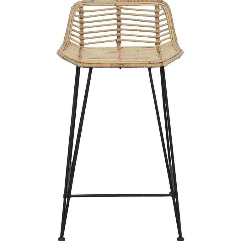 Lot de 2 tabourets de bar rotin et acier – Image 3