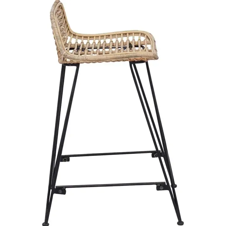 Lot de 2 tabourets de bar rotin et acier – Image 4