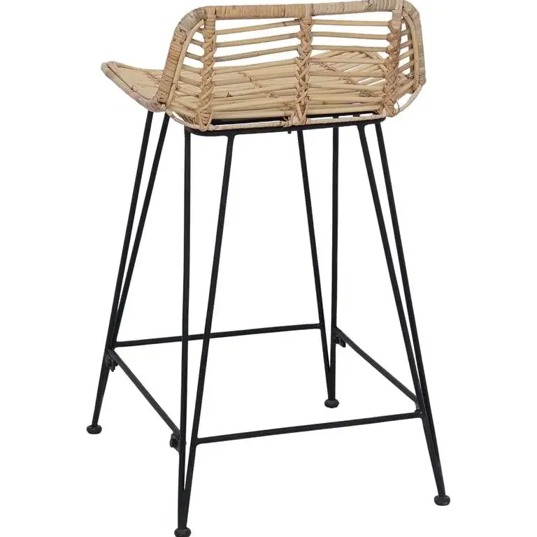 Lot de 2 tabourets de bar rotin et acier – Image 5