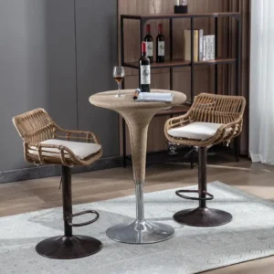 Lot de 2 tabourets de bar rotin réglables pivotants