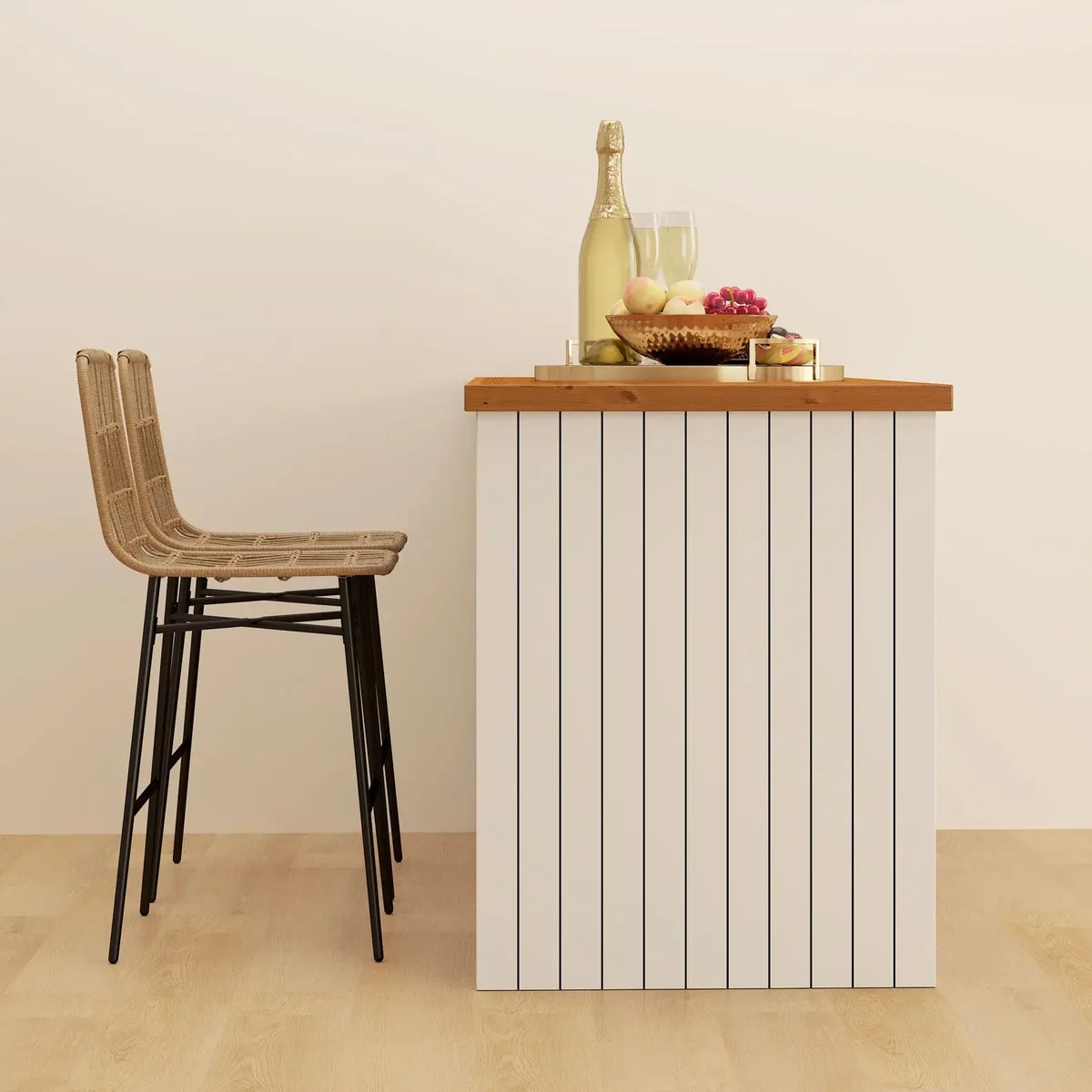 Lot de 2 tabourets de bar rotin synthétique marron – Image 3