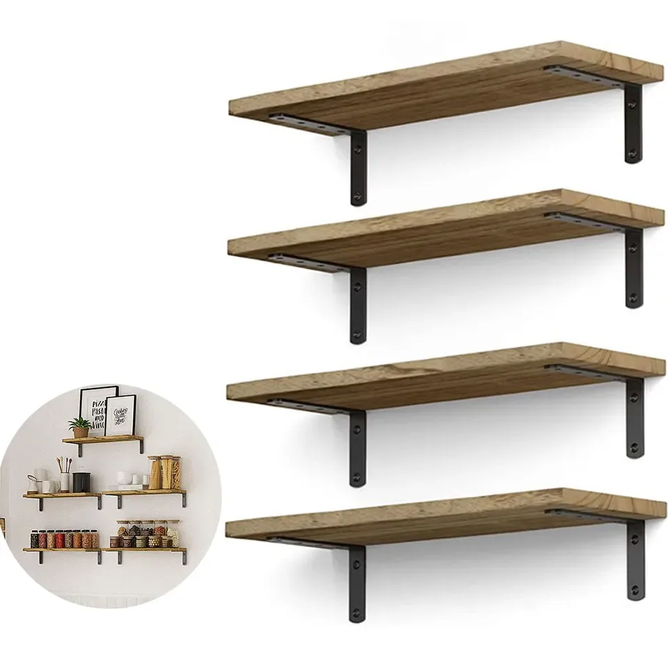 Lot de 4 étagères flottantes rustiques en bois