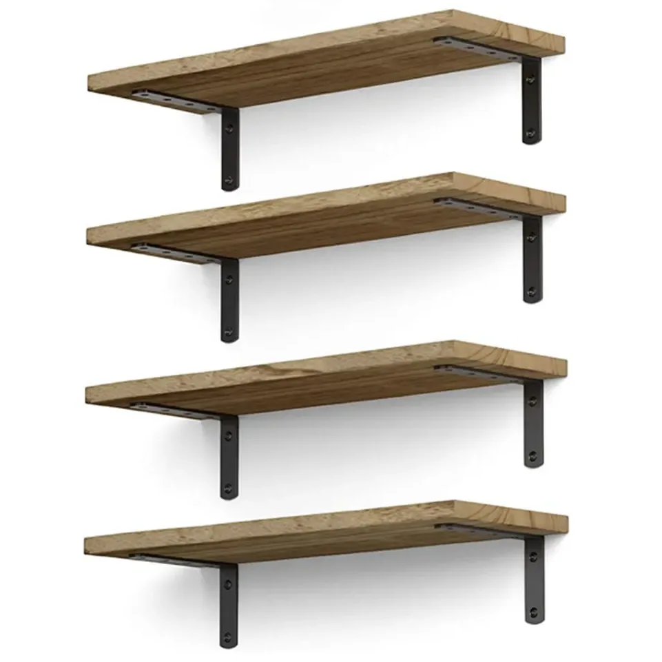 Lot de 4 étagères flottantes rustiques en bois – Image 5