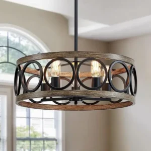 Lustre circulaire industriel style ferme rétro