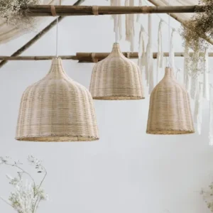 Lustre pendentif abat-jour tissé en rotin naturel