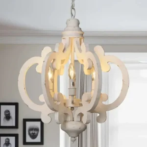 Lustre suspendu bois rétro style nordique LED