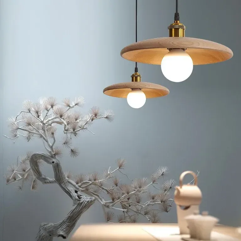 Lustre suspendu en bois massif, corde pendante – Image 2