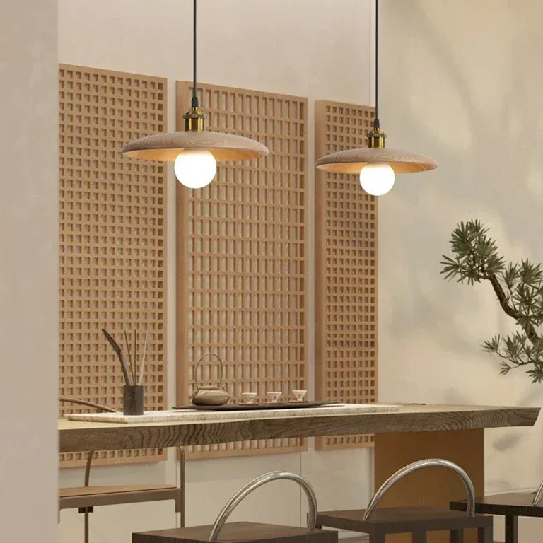 Lustre suspendu en bois massif, corde pendante – Image 3