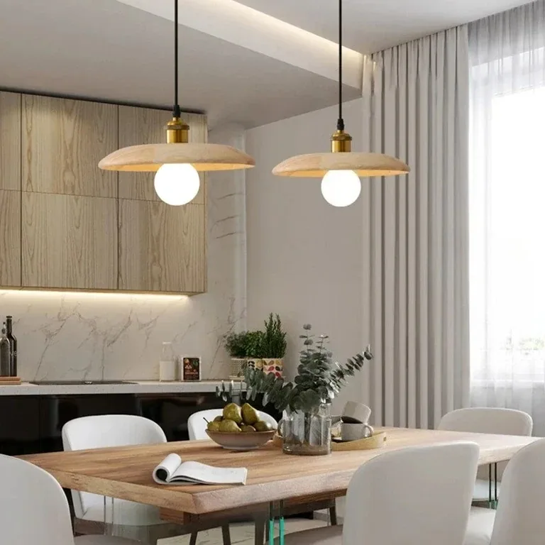 Lustre suspendu en bois massif, corde pendante – Image 5