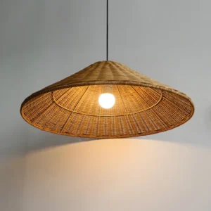 Lustre suspendu en rotin tressé style rétro japonais