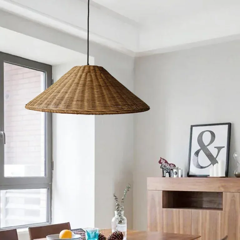 Lustre suspendu en rotin tressé style rétro japonais – Image 2