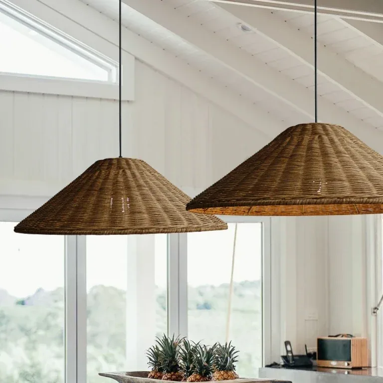 Lustre suspendu en rotin tressé style rétro japonais – Image 3