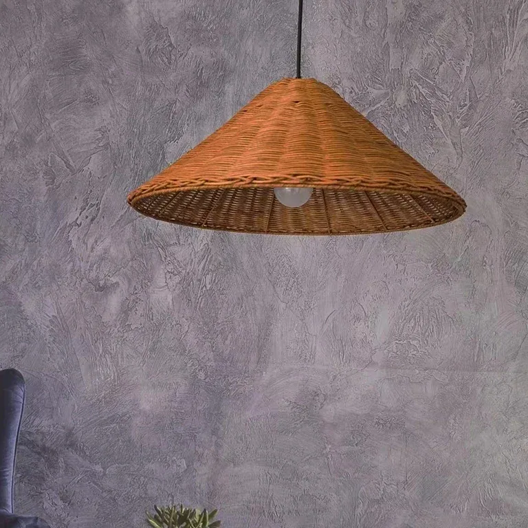 Lustre suspendu en rotin tressé style rétro japonais – Image 5