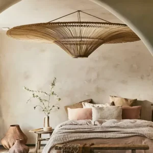 Lustre suspension en rotin brun D60cm 6000K