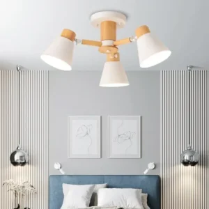 Lustre suspension LED en bois massif naturel
