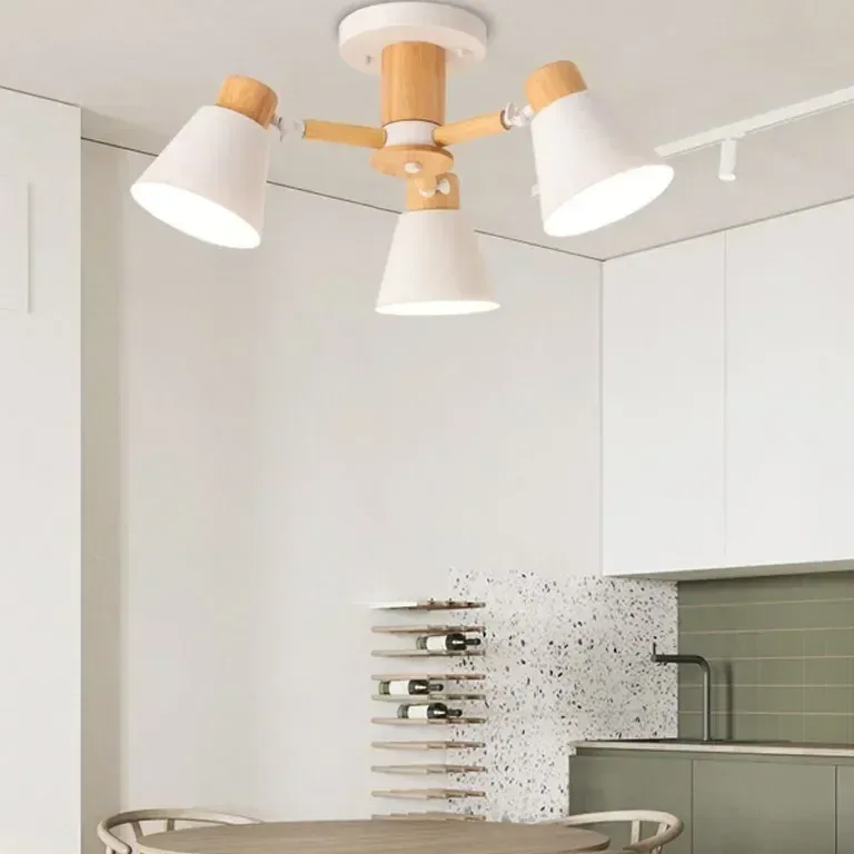 Lustre suspension LED en bois massif naturel – Image 3
