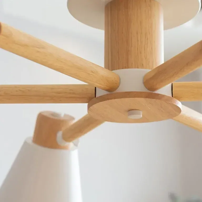 Lustre suspension LED en bois massif naturel – Image 4