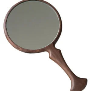 Miroir à main en bois massif forme queue de poisson