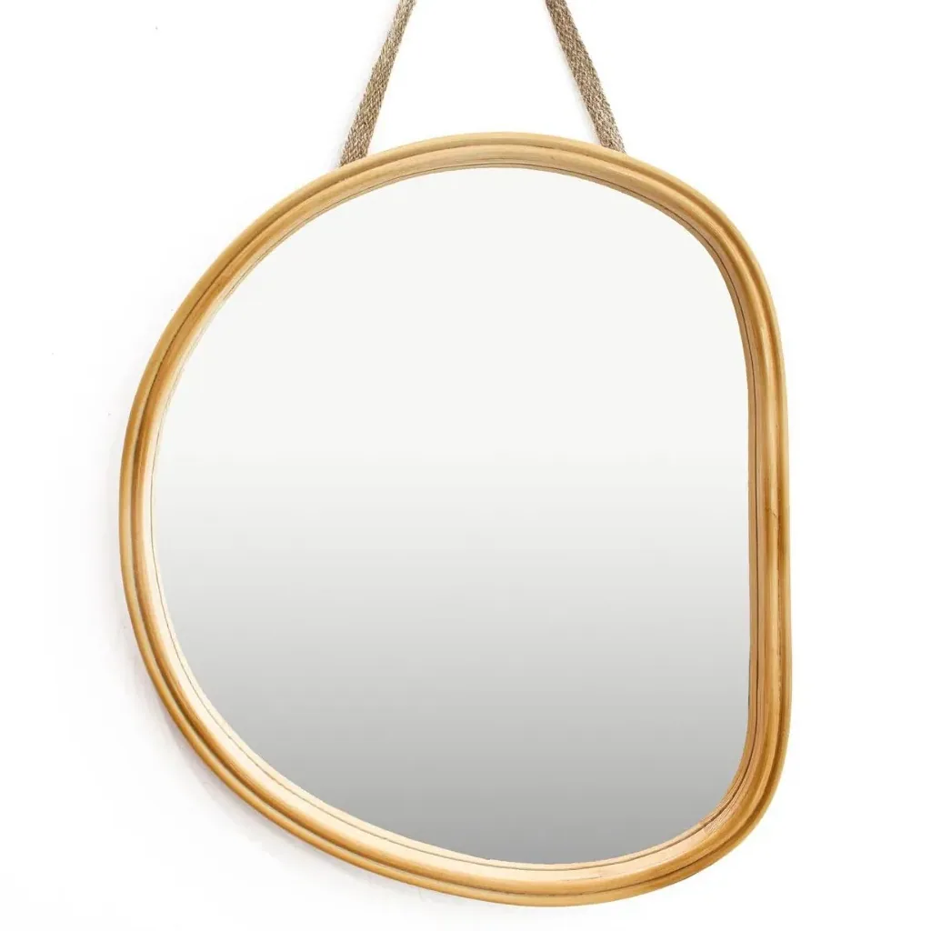 Miroir mural en bois style japonais rotin bambou – Image 5