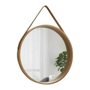 Miroir mural rond en bois épais 6 pouces, sans perçage
