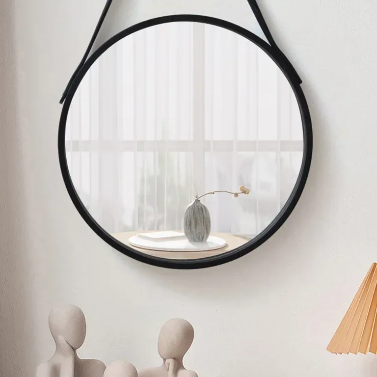 Miroir mural rond en bois épais 6 pouces, sans perçage – Image 2