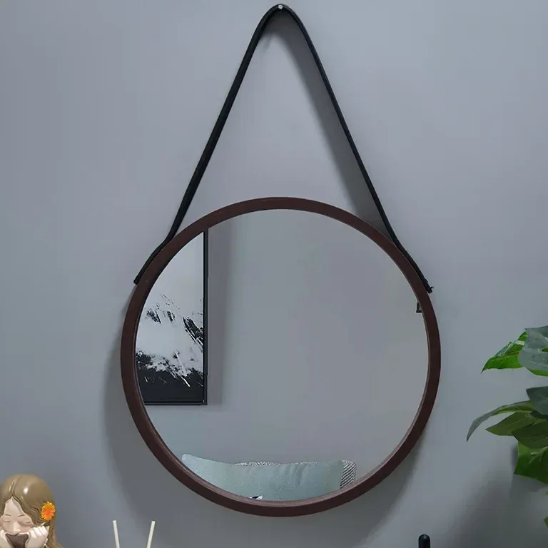 Miroir mural rond en bois épais 6 pouces, sans perçage – Image 3