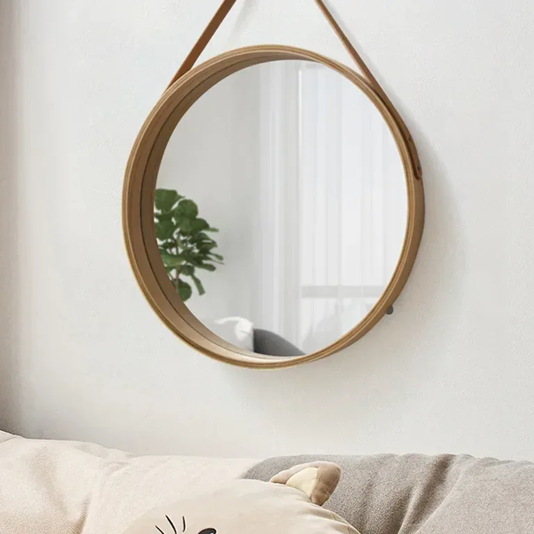 Miroir mural rond en bois épais 6 pouces, sans perçage – Image 4