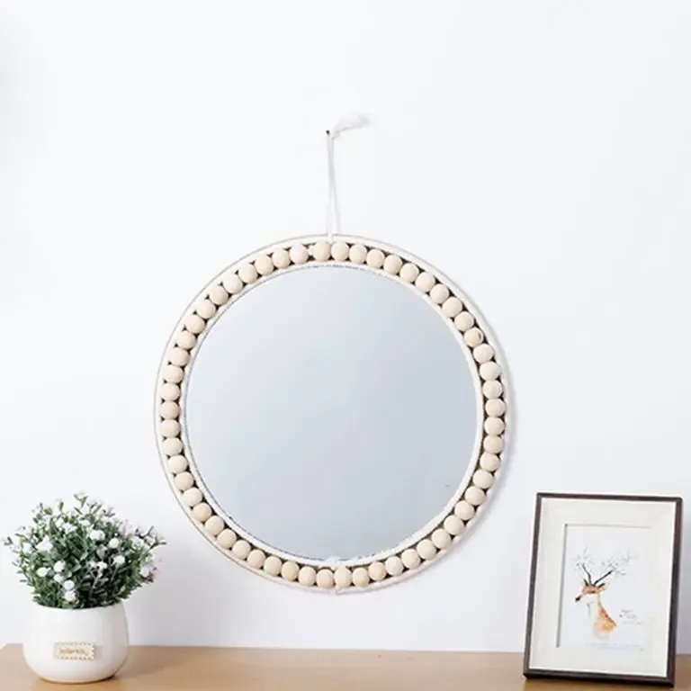 Miroir rond décoratif en rotin pour mur intérieur – Image 5