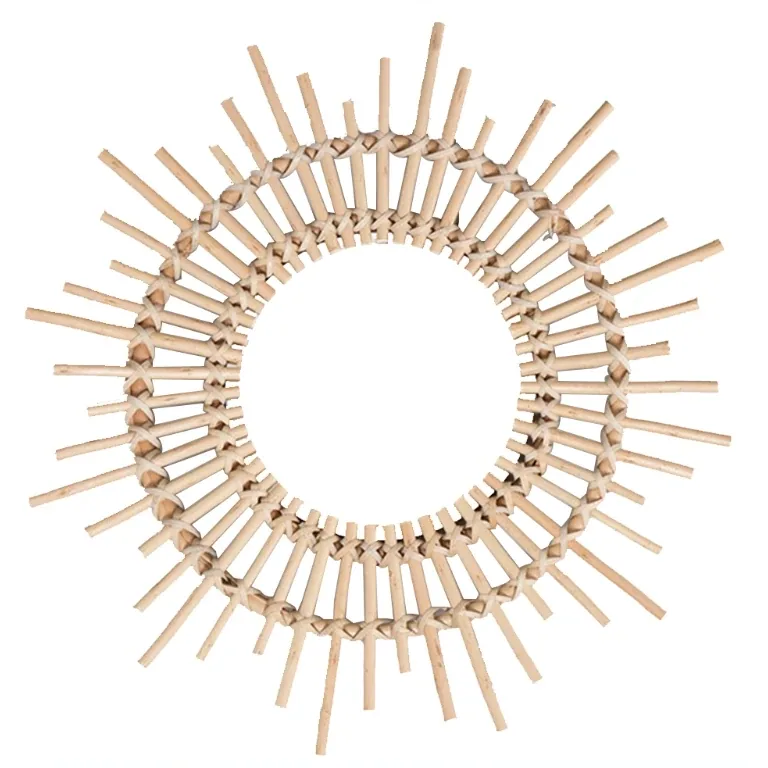 Miroir rond mural rotin style fleur – Image 5