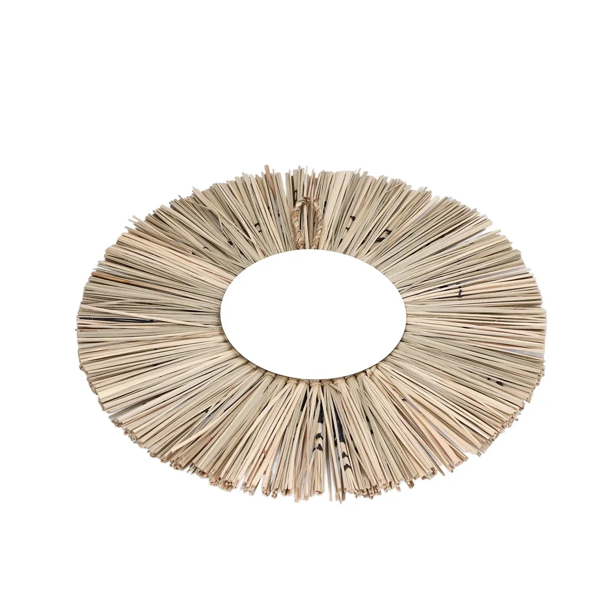 Miroir rond suspendu en paille tissée – Image 4