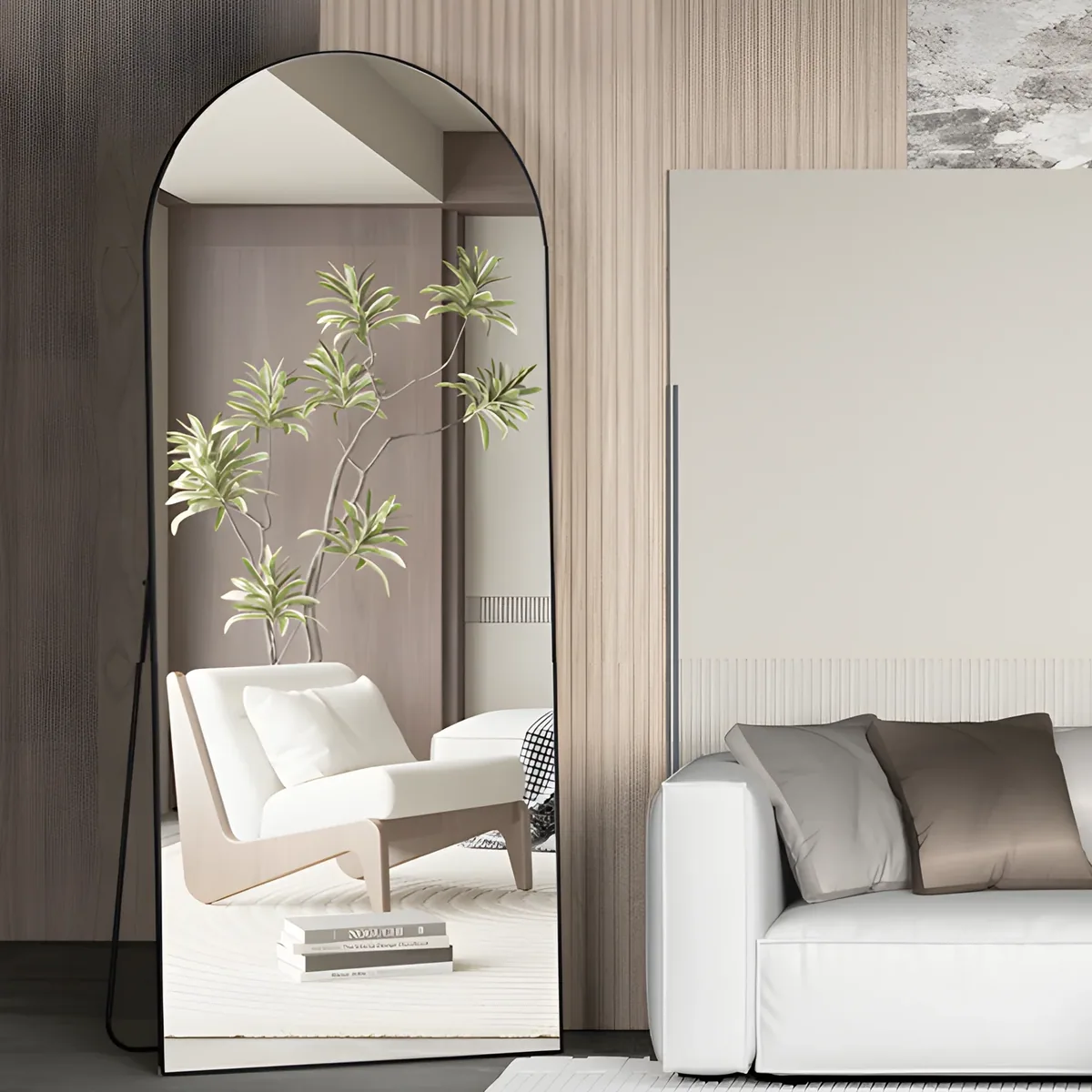 Miroir sur pied arqué 180 x 62 cm encadré – Image 3
