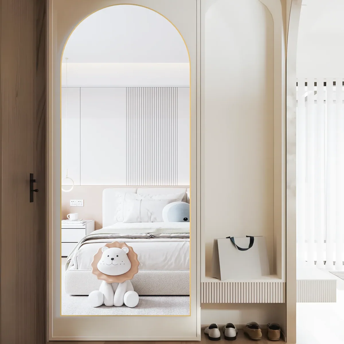 Miroir sur pied arqué 180 x 62 cm encadré – Image 4