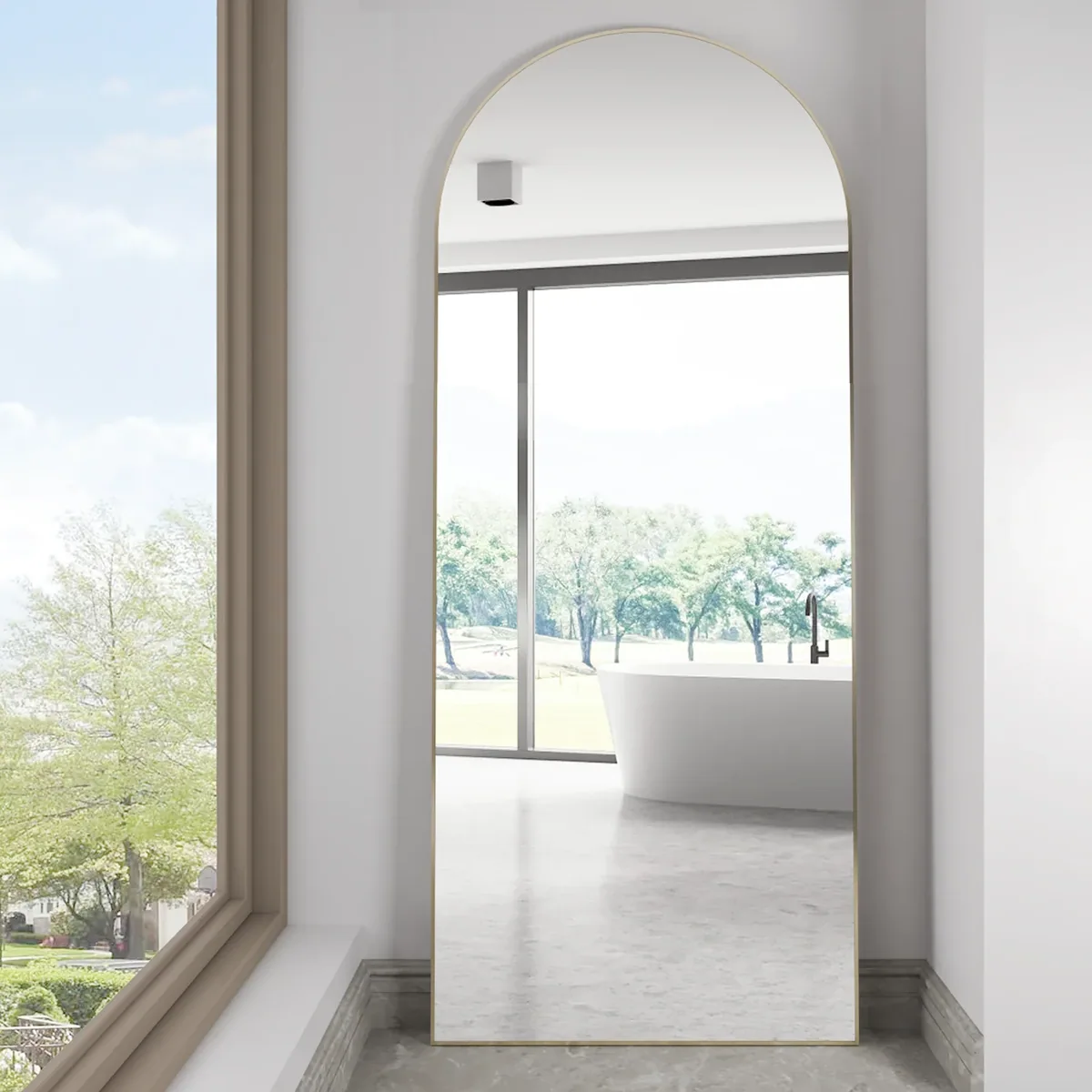 Miroir sur pied arqué 180 x 62 cm encadré – Image 5