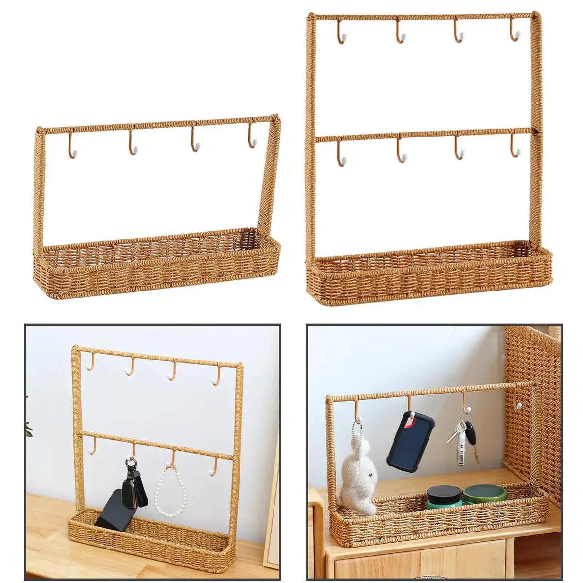 Organisateur de clés et petits objets en rotin synthétique – Image 5