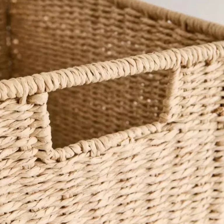 Panier à linge en osier tissé avec couvercle – Image 5