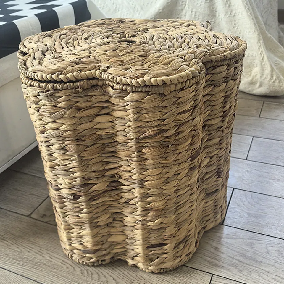 Panier à linge en osier tissé main naturel – Image 2