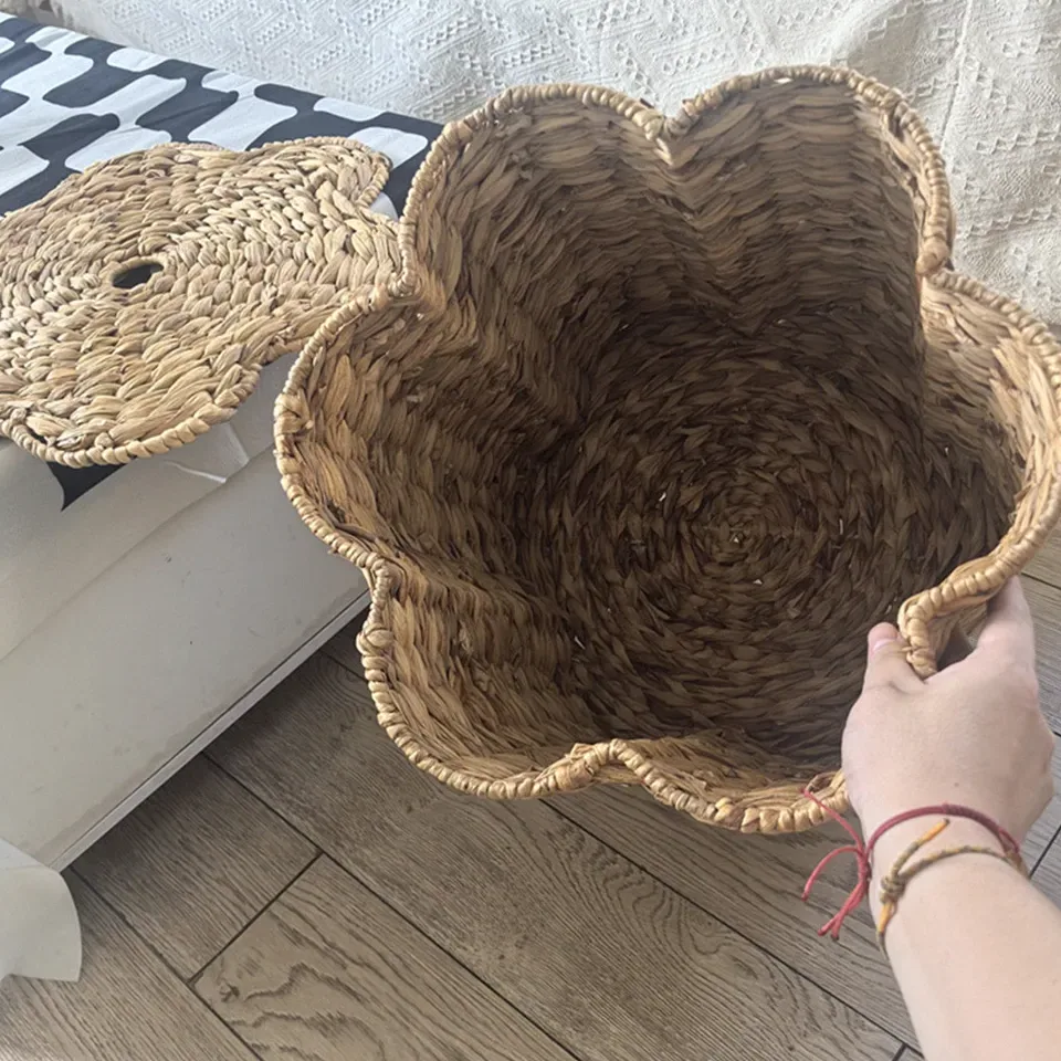 Panier à linge en osier tissé main naturel – Image 4