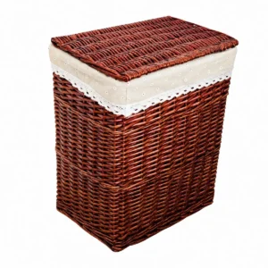 Panier à linge en osier tressé avec bordure dentelle