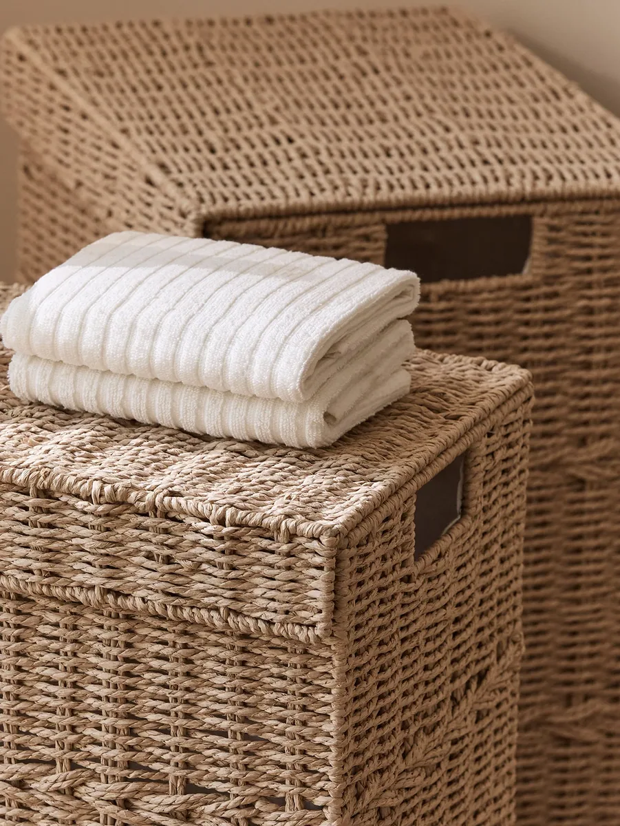 Panier à linge en rotin avec couvercle style japonais – Image 3