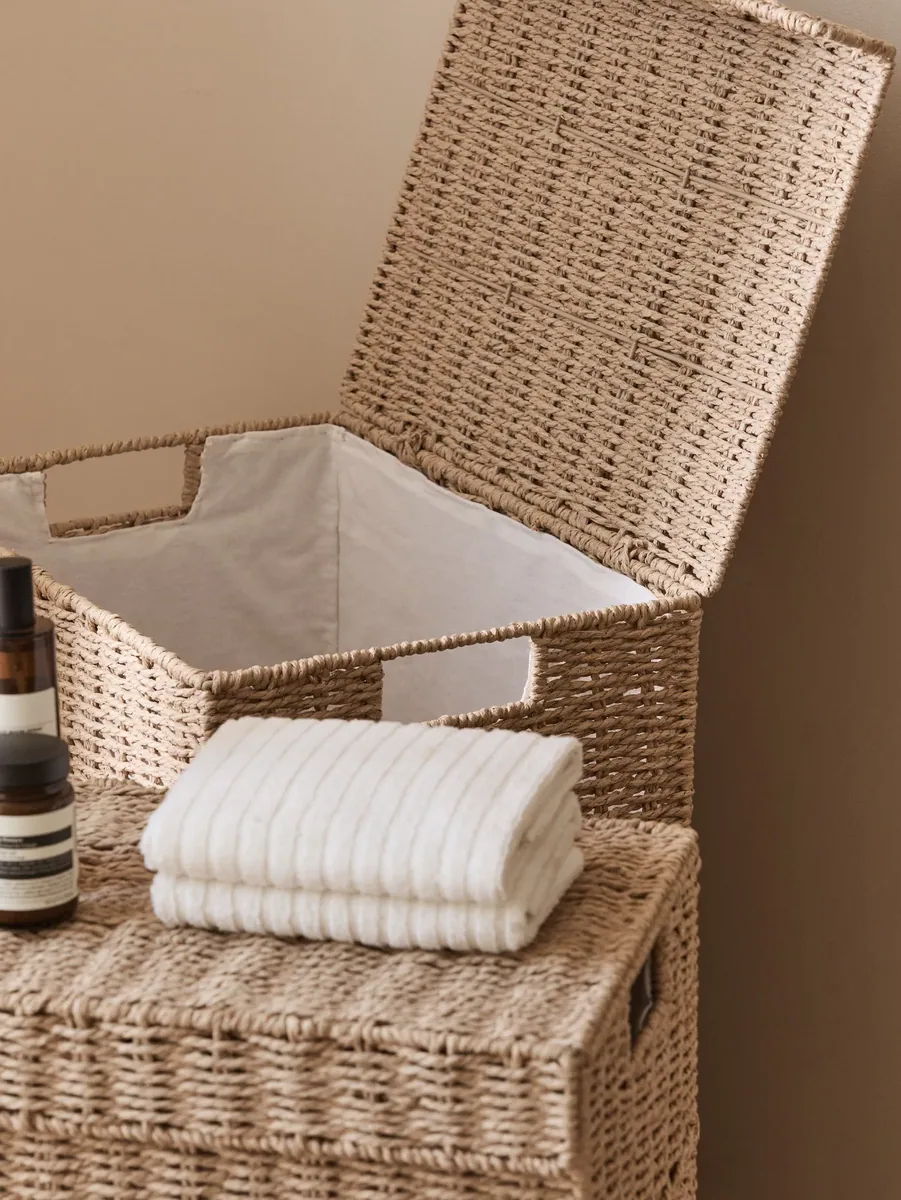Panier à linge en rotin avec couvercle style japonais – Image 4